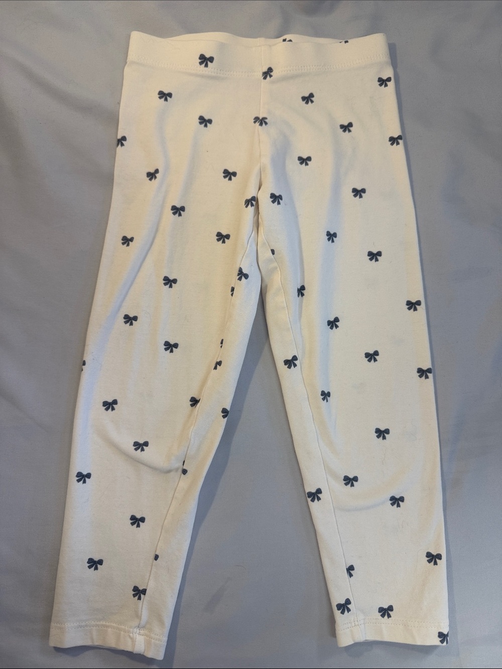 Marks & Spencer Cream Leggings with Navy Bow Print